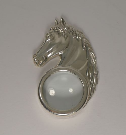 French Silver Plated Figural Magnifying Glass - Horse