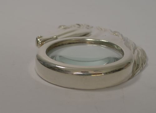 fig 1. French Silver Plated Figural Magnifying Glass - Horse