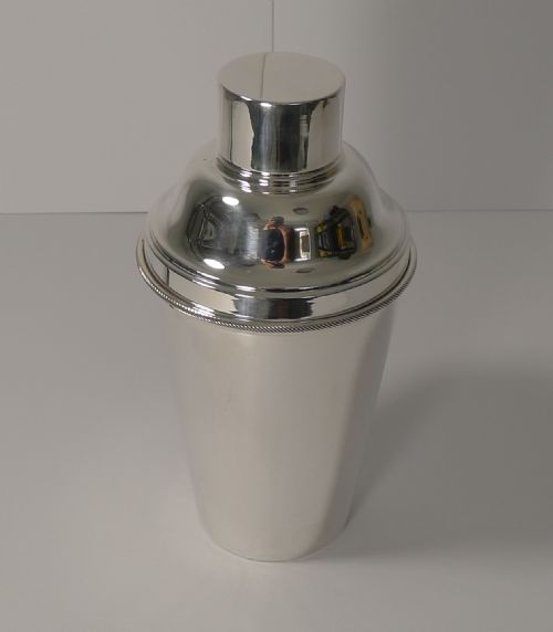 fig 1. Large Vintage Silver Plated Cocktail Shaker With Ice Breaker c.1930