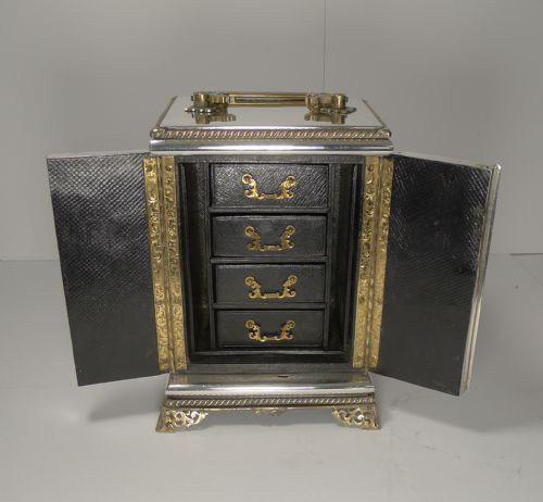 Rare Antique English Coin Safe / Jewellery Cabinet C.1860