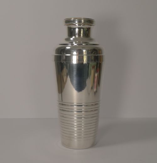 Large French Art Deco Silver Plated Cocktail Shaker C.1930