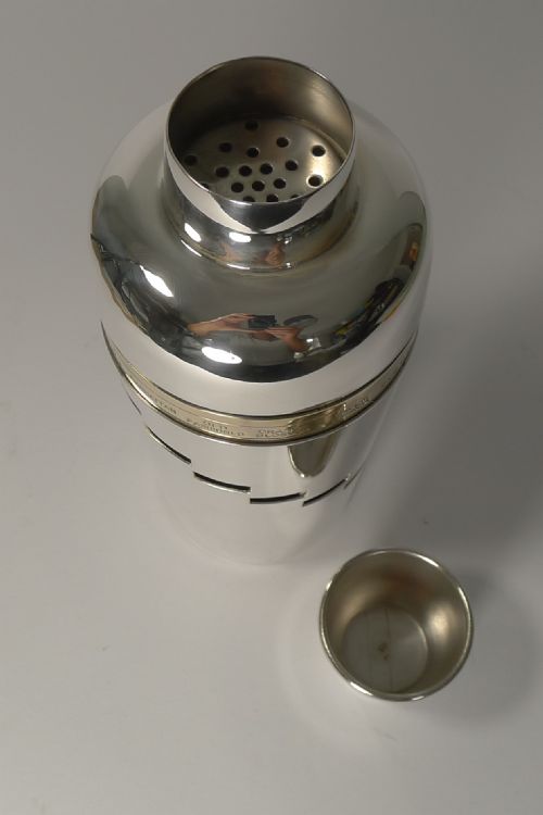fig 1. Italian Art Deco Silver and Gold Plated Menu / Recipe Cocktail Shaker