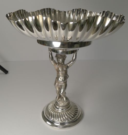 Antique Wmf Silver Plated Comport / Tazza - Cherub C.1910