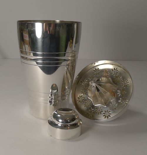 French Art Deco St. Medard Cocktail Shaker with Lemon Reamer C.1930