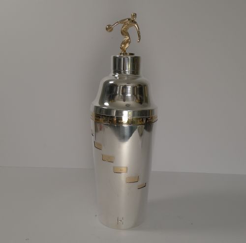 Rare American Art Deco Napier Recipe Cocktail Shaker - Bowling C.1930