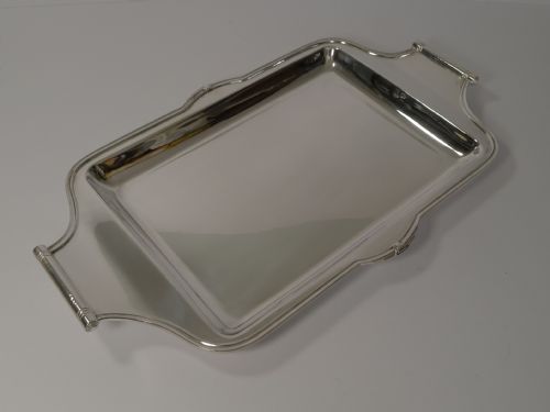 Stylish Art Deco Cocktail Tray in Silver Plate by Asprey, London