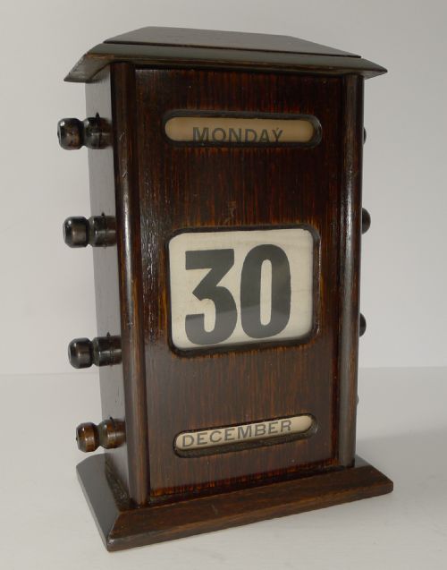 Antique English Oak Perpetual Calendar C.1900