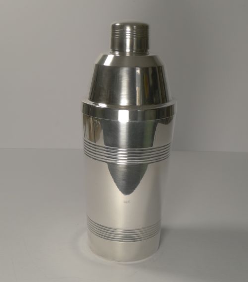 Large French Art Deco Silver Plated Cocktail Shaker Signed Dées