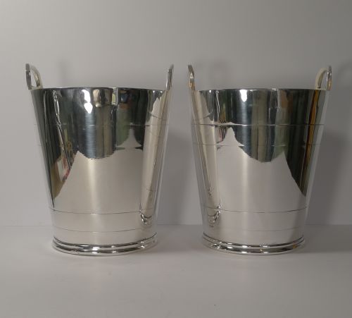 Fine Pair Mappin & Webb Silver Plated Wine Coolers / Champagne Buckets C.1940