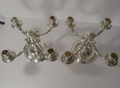 fig 1. Pair French Art Deco Candelabra In Silver Plate by Ravinet d'enfert