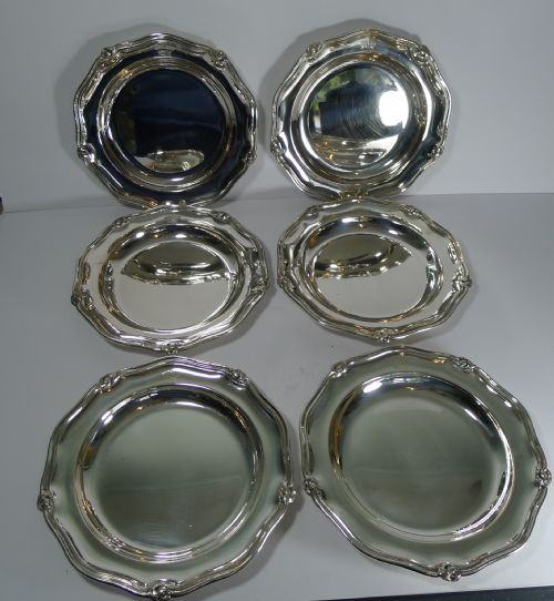 Set Six Georgian Sheffield Plate 10" Plates - Heraldic Crown Engraved.