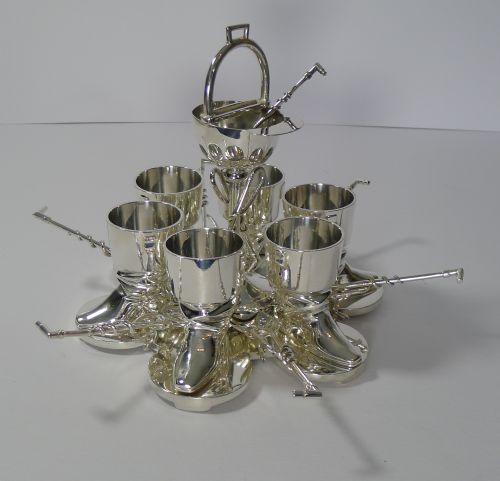 Rare Victorian Egg Cruet - Equestrian / Horses / Jockey, Reg. For 1865
