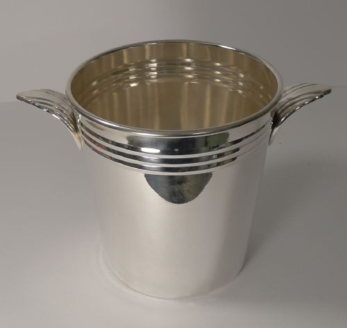 French Art Deco Wine Cooler / Champagne Bucket C.1930's in Silver Plate