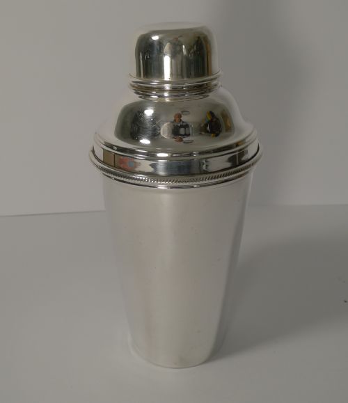 fig 1. English Silver Plated Cocktail Shaker With Lemon Squeezer by Goldsmiths and Silversmiths Co.