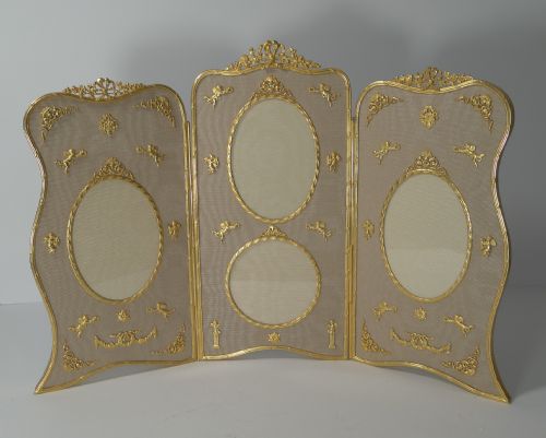 Grandest French Gilded Bronze Photograph / Picture Frame C.1900 - Cherubs