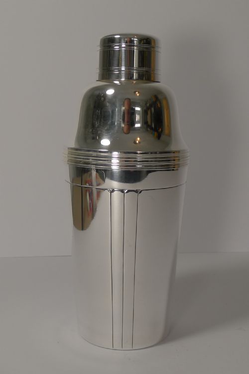 French Art Deco Silver Plated Cocktail Shaker Circa 1930 by Orbrille Paris