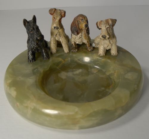 Charming Cold Painted Bronze Dog "Vide Poche" / Desk Tidy C.1910