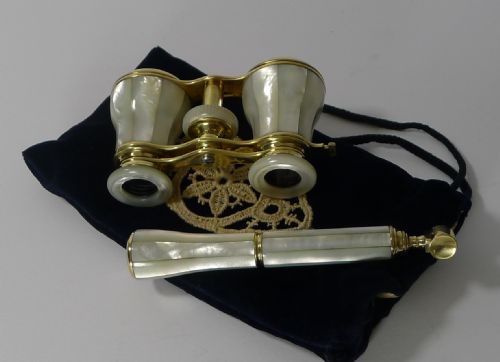 Antique French Opera Glasses with Detachable Lorgnette Handle C.1900
