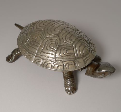 Handsome German Figural Mechanical Desk / Counter Bell - Tortoise