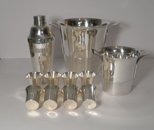 Vintage French Art Deco Cocktail Set C.1930's in Silver Plate