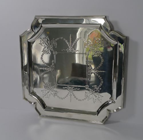 Antique English Silver Plated Salver / Tray by Roberts & Belk