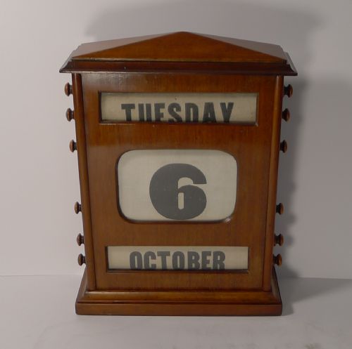 Oversized Antique English Mahogany Perpetual Calendar C.1900 - 11 1/2"