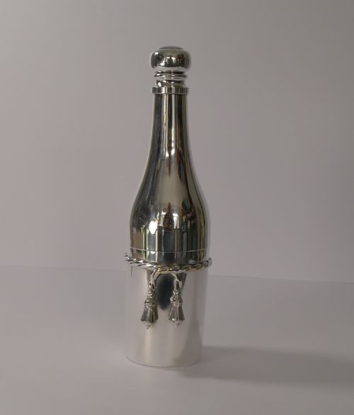 French Silver Plated Champagne Bottle Cocktail Shaker