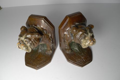 PAIR ANTIQUE COLD PAINTED BRONZE BOOKENDS BULLDOG - ADDITIONAL PHOTO 6
