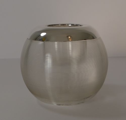 Oversized Antique English Threaded Glass & Sterling Silver Match Strike - 1914