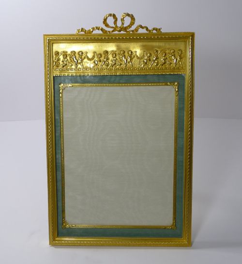 Magnificent Antique French Gilded Bronze Photograph / Picture Frame - Cherubs