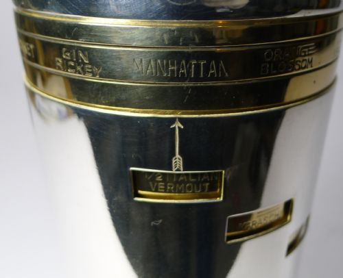 fig 1. Italian Art Deco Silver & Gold Plated Menu Cocktail Shaker