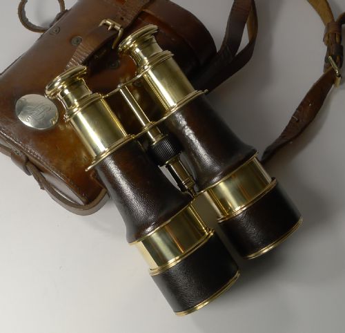 fig 1. Superb Pair WW1 Binoculars and Case - British Officer's Issue - 1917 - LeMaire, Paris