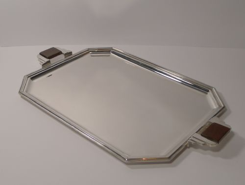 Stylish French Art Deco Cocktail Tray in Silver Plate C.1930's