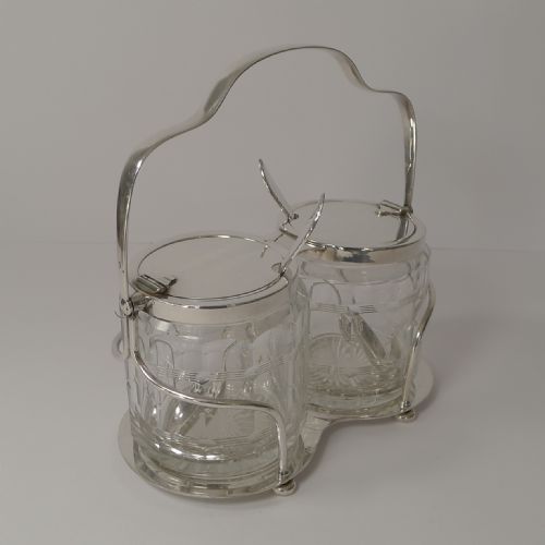 Antique Hukin & Heath Double Automated Preserve Jars C.1900