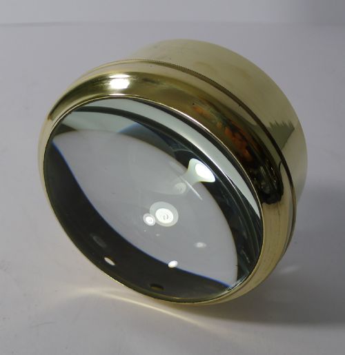 Large English Antique Brass Desk Magnifying Glass / Paperweight C.1910