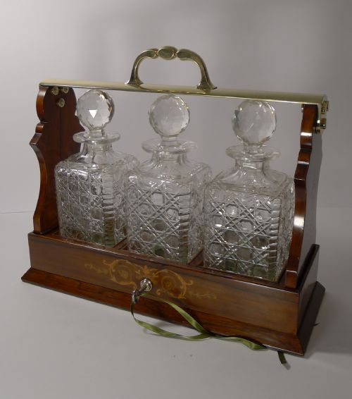 Superb Inlaid Rosewood Tantalus by Mappin & Webb C.1884