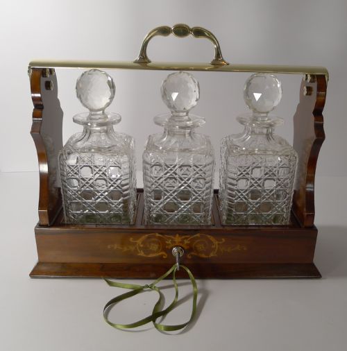 fig 1. Superb Inlaid Rosewood Tantalus by Mappin & Webb c.1884