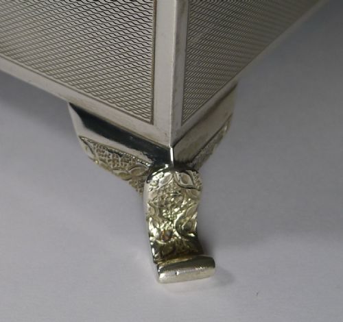 SMART ENGLISH SILVER ART DECO CIGARETTE CIGAR BOX 1937 - ADDITIONAL PHOTO 5