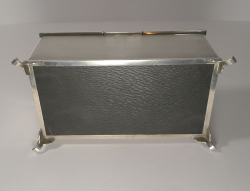 SMART ENGLISH SILVER ART DECO CIGARETTE CIGAR BOX 1937 - ADDITIONAL PHOTO 8