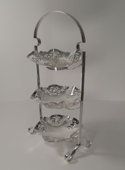 Scottish Silver Plated Three Tier Cake Stand C.1900
