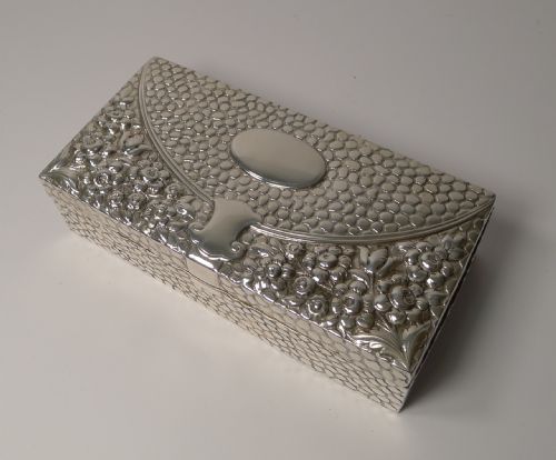 Antique English Sterling Silver Jewellery Box - 1893