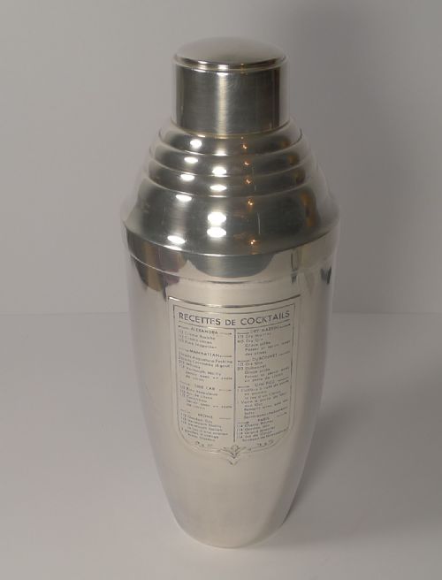 French Art Deco Recipe Cocktail Shaker by  Barra Maître Orfèvre À Paris