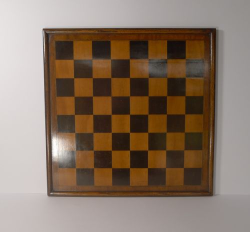 Large Antique English Wooden Chess / Games Board C.1900