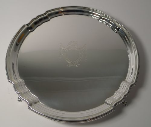 Quality Antique English Silver Plated Salver / Cocktail Tray C.1915