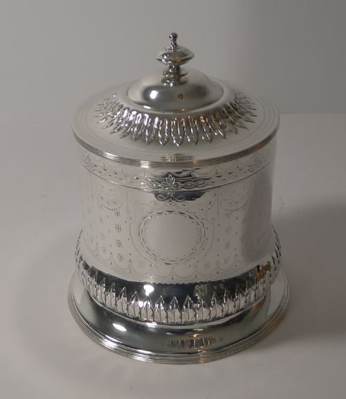 Antique English Silver Plated Biscuit Box by George Sissons C.1870