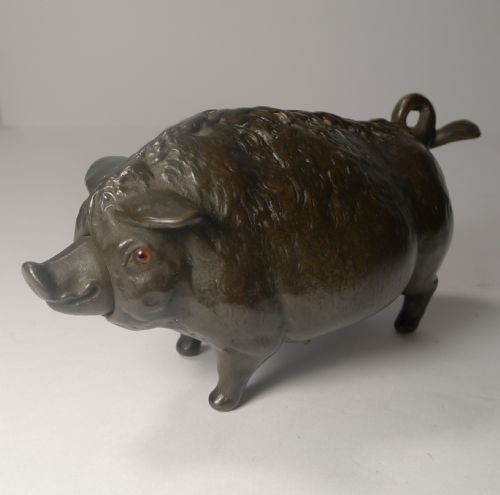 Rare Novelty Mechanical Desk or Table Bell - Pig C.1890