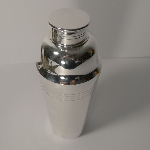 fig 1. Large Vintage French Silver Plated Cocktail Shaker by Lancel, Paris c.1940