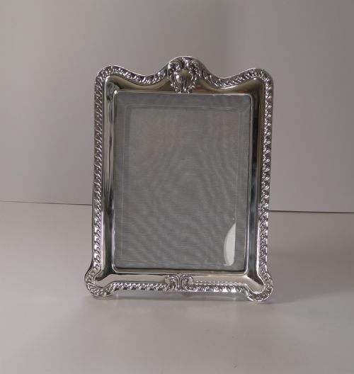 fig 1. Large Antique English Sterling Silver Photograph Frame - 1901