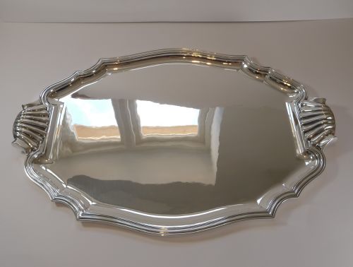 Magnificent Large French Silver Plated Drinks Tray C.1900