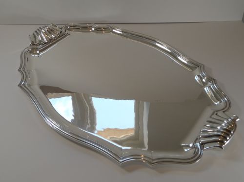 fig 1. Magnificent Large French Silver Plated Drinks Tray c.1900